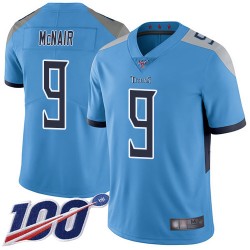 Limited Men's Steve McNair Light Blue Alternate Jersey - #9 Football Tennessee Titans 100th Season Vapor Untouchable