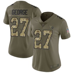 Limited Women's Eddie George Olive/Camo Jersey - #27 Football Tennessee Titans 2017 Salute to Service
