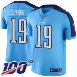 Limited Men's Tajae Sharpe Light Blue Jersey - #19 Football Tennessee Titans 100th Season Rush Vapor Untouchable