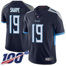 Limited Men's Tajae Sharpe Navy Blue Home Jersey - #19 Football Tennessee Titans 100th Season Vapor Untouchable