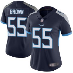 Limited Women's Jayon Brown Navy Blue Home Jersey - #55 Football Tennessee Titans Vapor Untouchable