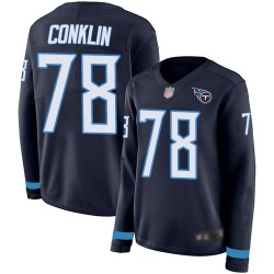 Limited Women's Jack Conklin Navy Blue Jersey - #78 Football Tennessee Titans Therma Long Sleeve