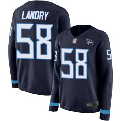Limited Women's Harold Landry Navy Blue Jersey - #58 Football Tennessee Titans Therma Long Sleeve