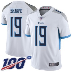 Limited Men's Tajae Sharpe White Road Jersey - #19 Football Tennessee Titans 100th Season Vapor Untouchable