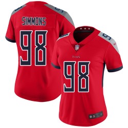 Limited Women's Jeffery Simmons Red Jersey - #98 Football Tennessee Titans Inverted Legend
