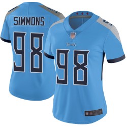Limited Women's Jeffery Simmons Light Blue Alternate Jersey - #98 Football Tennessee Titans Vapor Untouchable