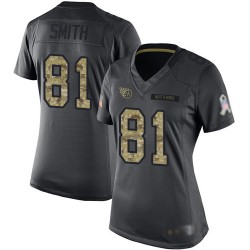 Limited Women's Jonnu Smith Black Jersey - #81 Football Tennessee Titans 2016 Salute to Service