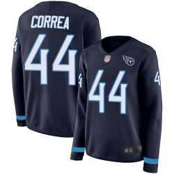 Limited Women's Kamalei Correa Navy Blue Jersey - #44 Football Tennessee Titans Therma Long Sleeve
