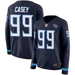 Limited Women's Jurrell Casey Navy Blue Jersey - #99 Football Tennessee Titans Therma Long Sleeve