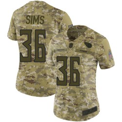 Limited Women's LeShaun Sims Camo Jersey - #36 Football Tennessee Titans 2018 Salute to Service