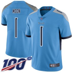 Limited Men's Warren Moon Light Blue Alternate Jersey - #1 Football Tennessee Titans 100th Season Vapor Untouchable