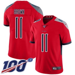 Limited Men's A.J. Brown Red Jersey - #11 Football Tennessee Titans 100th Season Inverted Legend