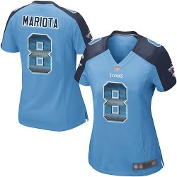 Limited Women's Marcus Mariota Light Blue Jersey - #8 Football Tennessee Titans Strobe