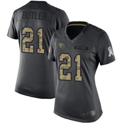 Limited Women's Malcolm Butler Black Jersey - #21 Football Tennessee Titans 2016 Salute to Service