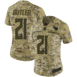 Limited Women's Malcolm Butler Camo Jersey - #21 Football Tennessee Titans 2018 Salute to Service