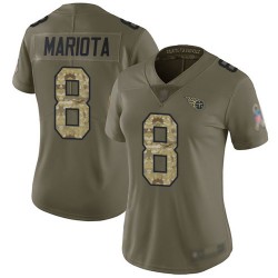 Limited Women's Marcus Mariota Olive/Camo Jersey - #8 Football Tennessee Titans 2017 Salute to Service