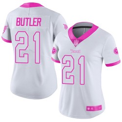 Limited Women's Malcolm Butler White/Pink Jersey - #21 Football Tennessee Titans Rush Fashion