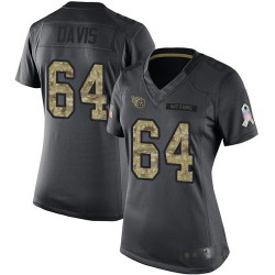 Limited Women's Nate Davis Black Jersey - #64 Football Tennessee Titans 2016 Salute to Service