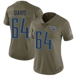 Limited Women's Nate Davis Olive Jersey - #64 Football Tennessee Titans 2017 Salute to Service