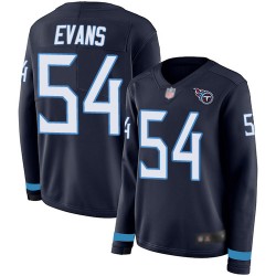 Limited Women's Rashaan Evans Navy Blue Jersey - #54 Football Tennessee Titans Therma Long Sleeve