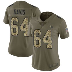 Limited Women's Nate Davis Olive/Camo Jersey - #64 Football Tennessee Titans 2017 Salute to Service