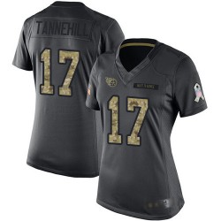 Limited Women's Ryan Tannehill Black Jersey - #17 Football Tennessee Titans 2016 Salute to Service
