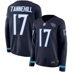 Limited Women's Ryan Tannehill Navy Blue Jersey - #17 Football Tennessee Titans Therma Long Sleeve
