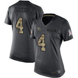 Limited Women's Ryan Succop Black Jersey - #4 Football Tennessee Titans 2016 Salute to Service