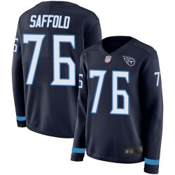 Limited Women's Rodger Saffold Navy Blue Jersey - #76 Football Tennessee Titans Therma Long Sleeve