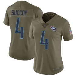 Limited Women's Ryan Succop Olive Jersey - #4 Football Tennessee Titans 2017 Salute to Service