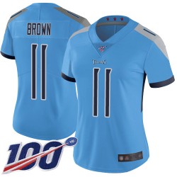 Limited Women's A.J. Brown Light Blue Alternate Jersey - #11 Football Tennessee Titans 100th Season Vapor Untouchable