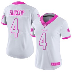 Limited Women's Ryan Succop White/Pink Jersey - #4 Football Tennessee Titans Rush Fashion