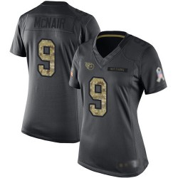 Limited Women's Steve McNair Black Jersey - #9 Football Tennessee Titans 2016 Salute to Service