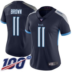Limited Women's A.J. Brown Navy Blue Home Jersey - #11 Football Tennessee Titans 100th Season Vapor Untouchable