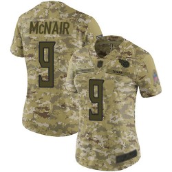 Limited Women's Steve McNair Camo Jersey - #9 Football Tennessee Titans 2018 Salute to Service