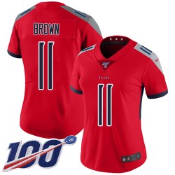 Limited Women's A.J. Brown Red Jersey - #11 Football Tennessee Titans 100th Season Inverted Legend