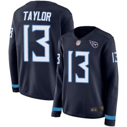 Limited Women's Taywan Taylor Navy Blue Jersey - #13 Football Tennessee Titans Therma Long Sleeve