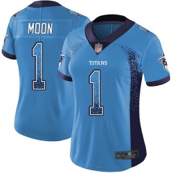Limited Women's Warren Moon Blue Jersey - #1 Football Tennessee Titans Rush Drift Fashion