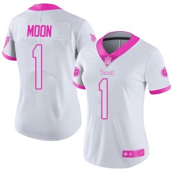 Limited Women's Warren Moon White/Pink Jersey - #1 Football Tennessee Titans Rush Fashion
