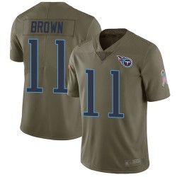 Limited Youth A.J. Brown Olive Jersey - #11 Football Tennessee Titans 2017 Salute to Service