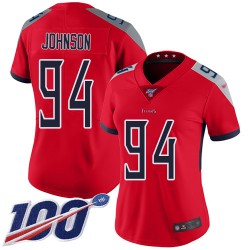 Limited Women's Austin Johnson Red Jersey - #94 Football Tennessee Titans 100th Season Inverted Legend