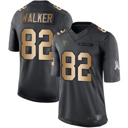 Limited Youth Delanie Walker Black/Gold Jersey - #82 Football Tennessee Titans Salute to Service