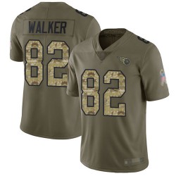 Limited Youth Delanie Walker Olive/Camo Jersey - #82 Football Tennessee Titans 2017 Salute to Service