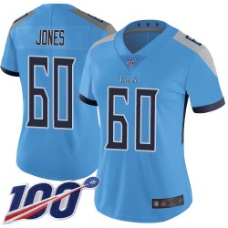 Limited Women's Ben Jones Light Blue Alternate Jersey - #60 Football Tennessee Titans 100th Season Vapor Untouchable