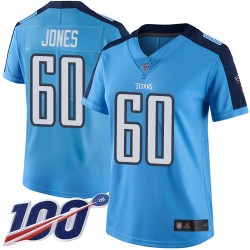 Limited Women's Ben Jones Light Blue Jersey - #60 Football Tennessee Titans 100th Season Rush Vapor Untouchable
