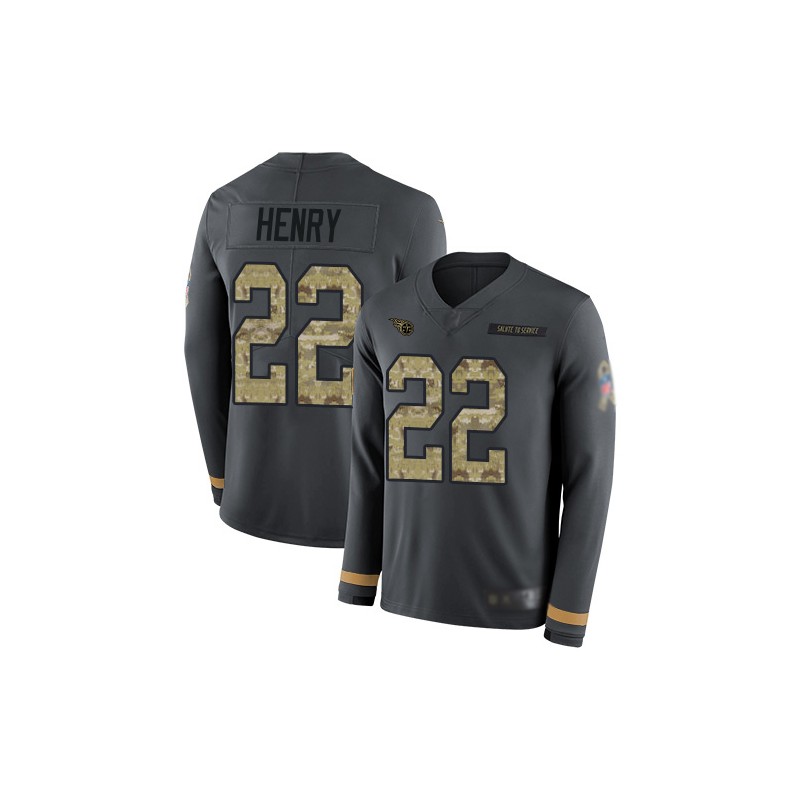 Limited Youth Derrick Henry Black Jersey - #22 Football Tennessee Titans  Salute to Service Therma Long Sleeve Size S(10-12)