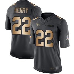 Limited Youth Derrick Henry Black/Gold Jersey - #22 Football Tennessee Titans Salute to Service