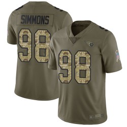 Limited Youth Jeffery Simmons Olive/Camo Jersey - #98 Football Tennessee Titans 2017 Salute to Service