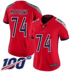 Limited Women's Bruce Matthews Red Jersey - #74 Football Tennessee Titans 100th Season Inverted Legend
