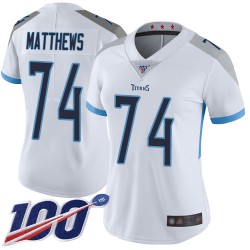 Limited Women's Bruce Matthews White Road Jersey - #74 Football Tennessee Titans 100th Season Vapor Untouchable